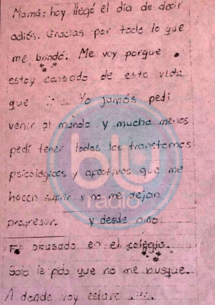 Dolorosa Carta De Joven Que Se Suicida Fernanda Familiar