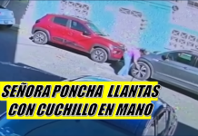 Lady Poncha Llantas: clava cuchillo a auto por estar “frente a su casa”