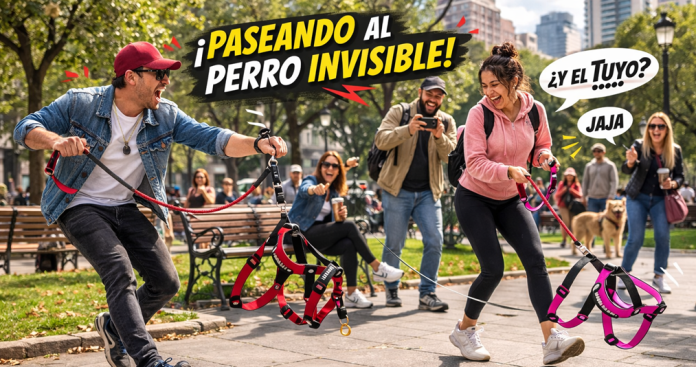 Gente que pasea perros imaginarios