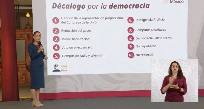 Sheinbaum presenta su 'Decálogo por la democracia'; tiene un Plan B si la reforma electoral no pasa