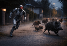 Captan a robot persiguiendo a un grupo de jabalíes en calles de Polonia | VIDEO Captan a robot persiguiendo a un grupo de jabalíes en calles de Polonia | VIDEO