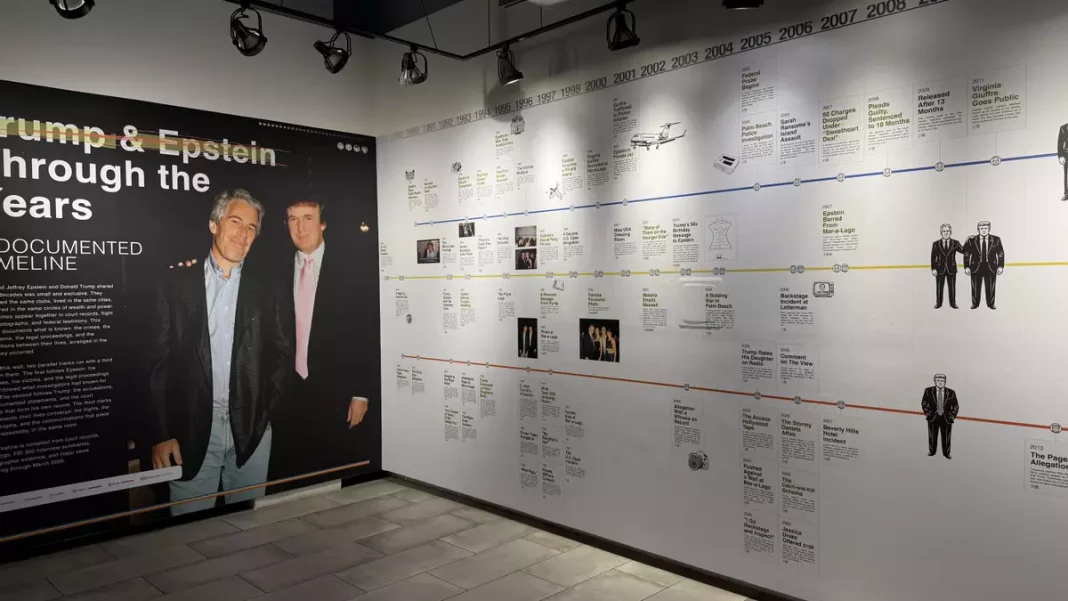 ONG exhibe 3.5 millones de páginas del caso Epstein en una biblioteca temporal en Nueva York