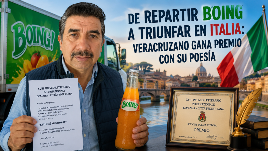 Veracruzano repartidor de Boing gana premio en Italia con poema