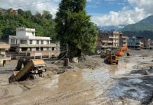 © UNICEF/Laxmi-Prasad-Ngakhusi Buildings in Bagmati Province, Nepal, remain covered in mud after a devastating flash flood.