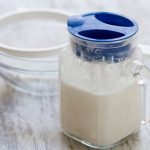Kefir fungus in a bowl with it’s fermented milk